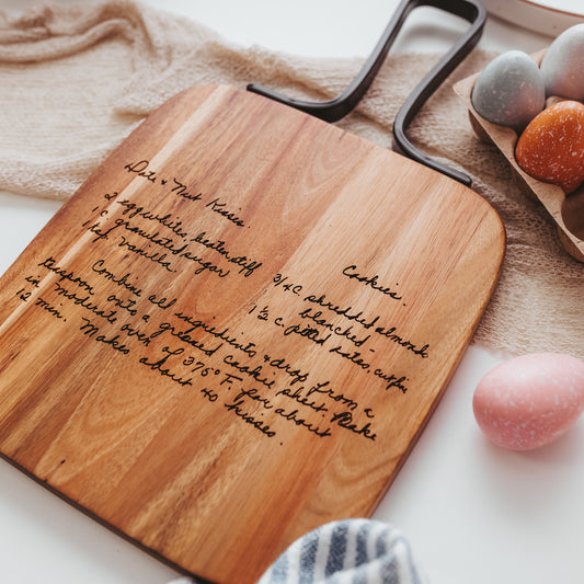 Create a Lasting Memory with a Personalized Handwritten Recipe Cutting Board