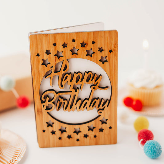 Happy Birthday Text Card - Elegant Birthday Greeting Card