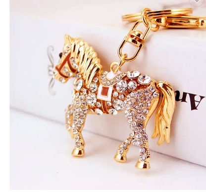 Rhinestone Horse Keychain - Sparkling Accessory for Horse Lovers