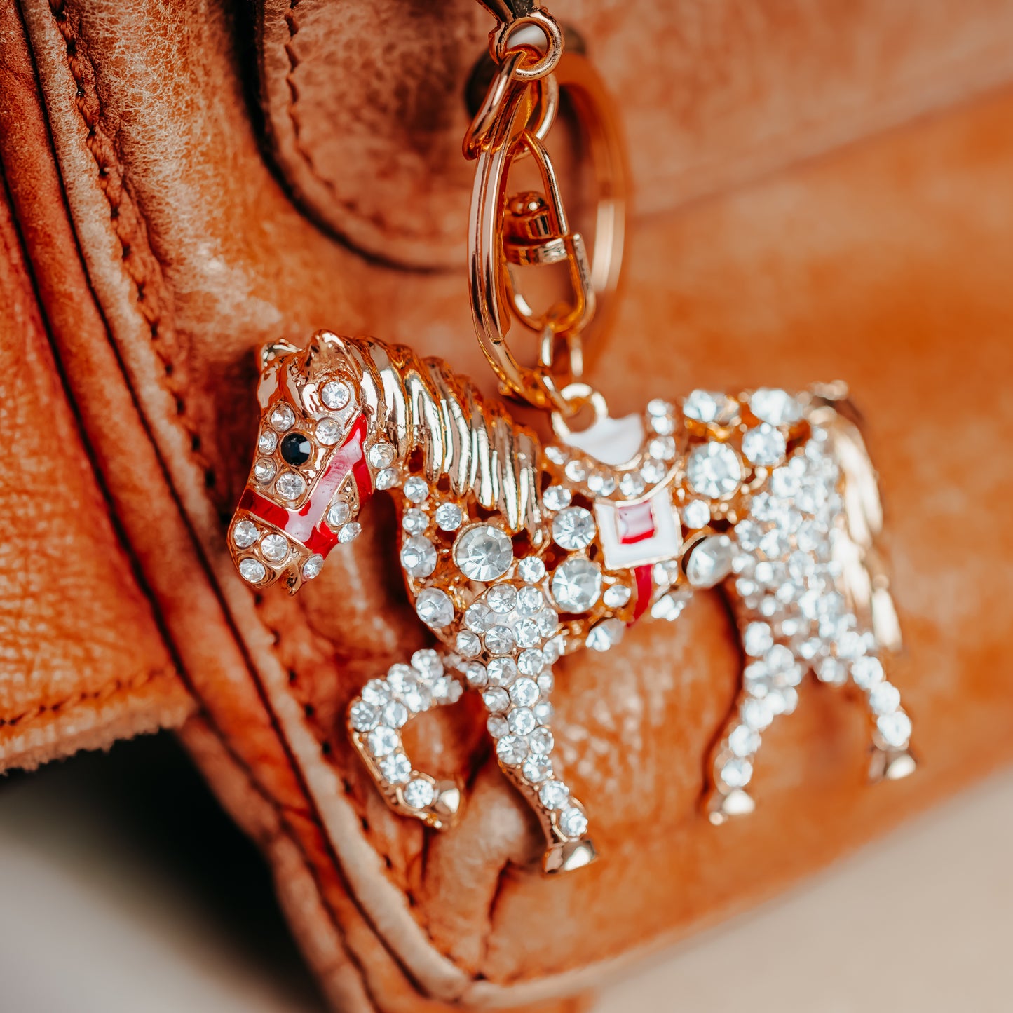 Rhinestone Horse Keychain - Sparkling Accessory for Horse Lovers