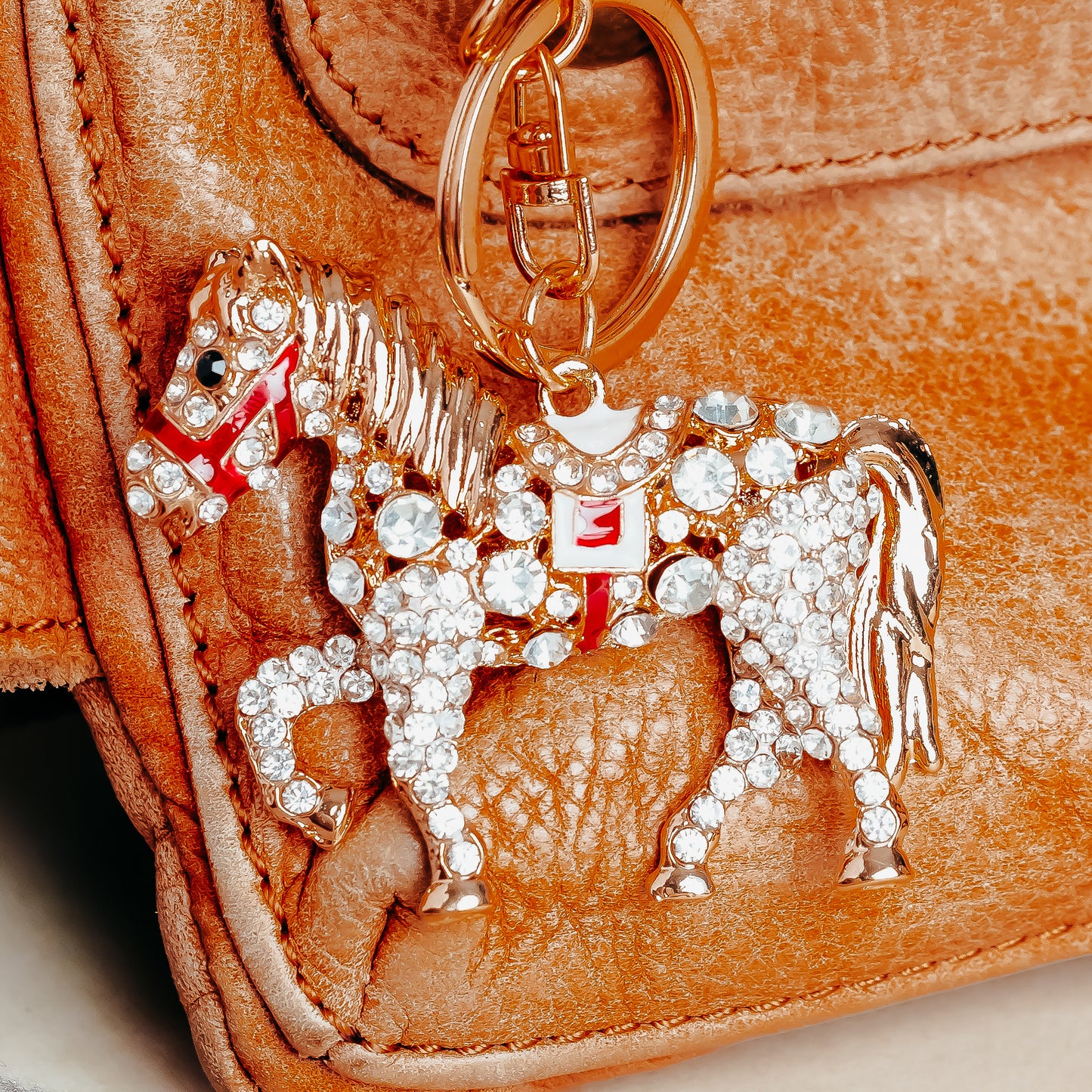 Rhinestone Horse Keychain - Sparkling Accessory for Horse Lovers