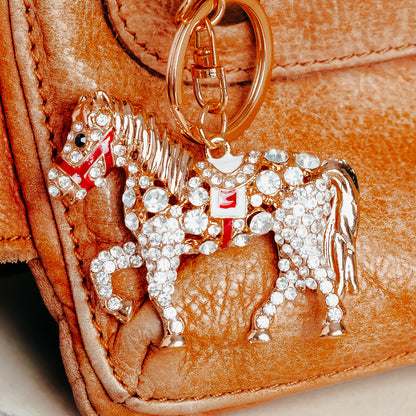 Rhinestone Horse Keychain - Sparkling Accessory for Horse Lovers